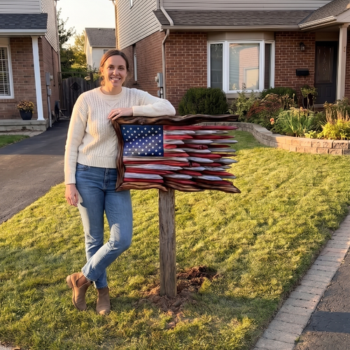 Handcrafted Wooden American Flag