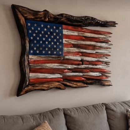Handcrafted Wooden American Flag